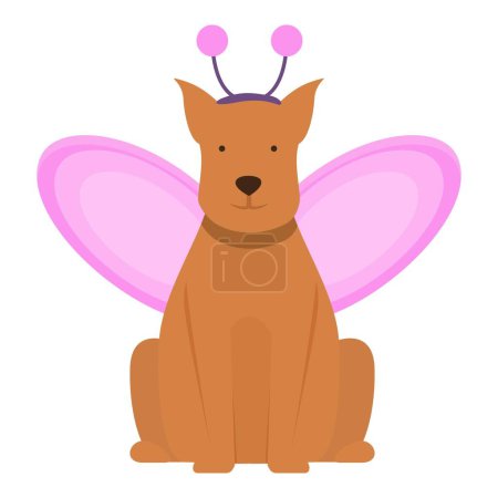 Ilustración de Perro mariposa mascota icono vector de dibujos animados. Traje navideño. Mascota divertida - Imagen libre de derechos