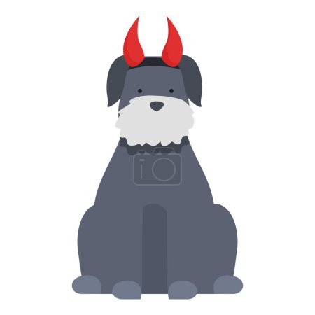 Ilustración de Lindo perro diablo traje icono vector de dibujos animados. Fiesta mascota. Gatito. - Imagen libre de derechos