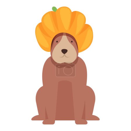 Ilustración de Perro traje de calabaza icono vector de dibujos animados. Linda mascota. Fiesta de animales - Imagen libre de derechos