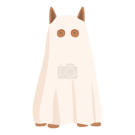 Ilustración de Fantasma gato traje icono vector de dibujos animados. Fiesta mascota. Halloween vacaciones - Imagen libre de derechos