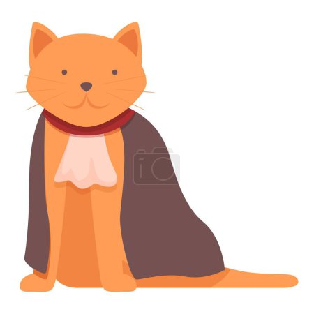 Ilustración de Gato vampiro traje icono vector de dibujos animados. Fiesta de Halloween. Lindo animal - Imagen libre de derechos