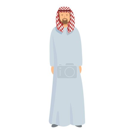 Illustration for Qatar traditional man icon cartoon vector. Arena doha. City building - Royalty Free Image