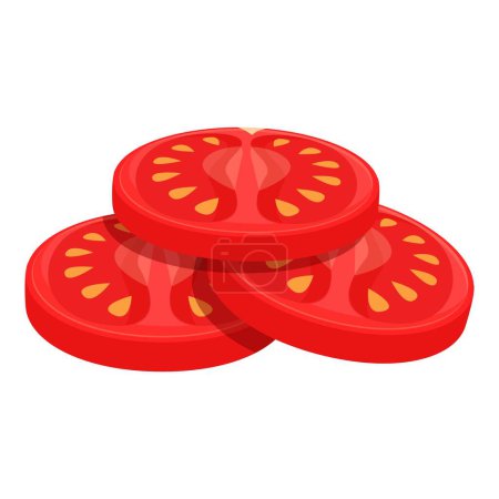 Ilustración de Rodajas de tomates para hamburguesa icono vector de dibujos animados. Comida rápida. Plato de comida - Imagen libre de derechos