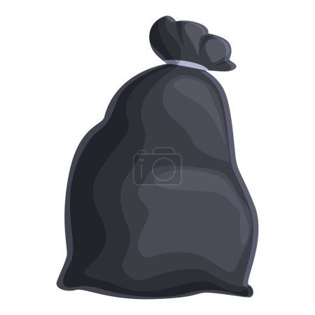 Illustration for Black garbage bag icon cartoon vector. Paper container. Eco item - Royalty Free Image