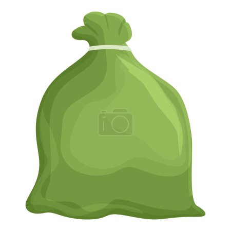 Illustration for Green salad garbage bag icon cartoon vector. Truck pack. Eco foil pack - Royalty Free Image