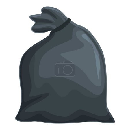 Illustration for Black garbage bag icon cartoon vector. Eco item. Basket bin clean - Royalty Free Image