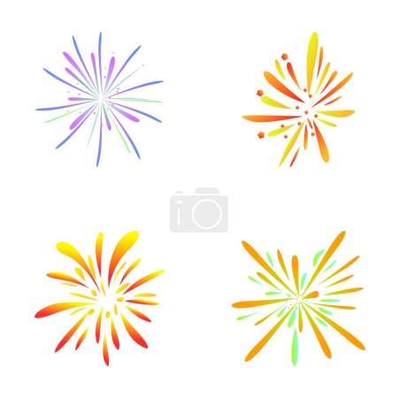 Illustration for Firework icons set cartoon vector. Festive colorful salute. Celebration show in sky - Royalty Free Image