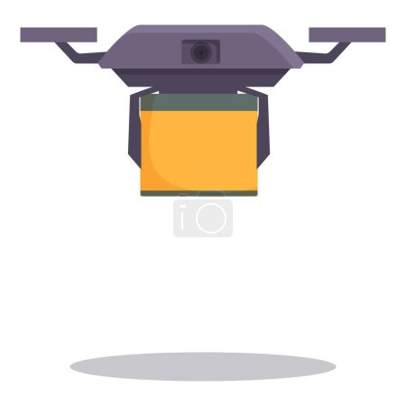 Ilustración de Drone entrega de paquetes icono vector de dibujos animados. Envío de carga. Logística del transporte - Imagen libre de derechos