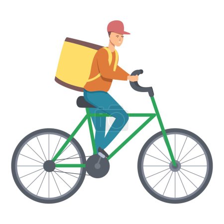 Ilustración de Bicicleta mensajero mochila icono vector de dibujos animados. Piloto de vehículos. Persona móvil - Imagen libre de derechos