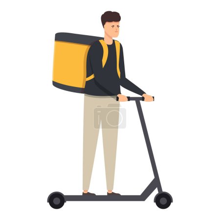 Ilustración de Entrega rápida scooter icono vector de dibujos animados. Servicio de comida. Persona trabajador de ciudad - Imagen libre de derechos
