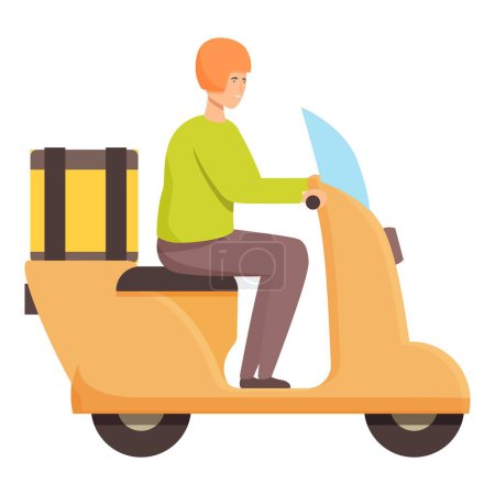 Ilustración de Paquete de entrega de scooter icono vector de dibujos animados. Servicio rápido. Tienda logística - Imagen libre de derechos
