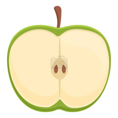 Illustration for Half apple icon cartoon vector. Green food nutrition. Color healthy taste - Royalty Free Image