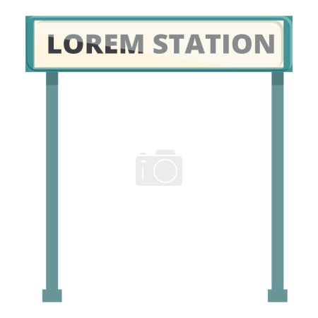Téléchargez les illustrations : Nom de la station panneau icône dessin animé vecteur. Voyage métro. Transports urbains - en licence libre de droit