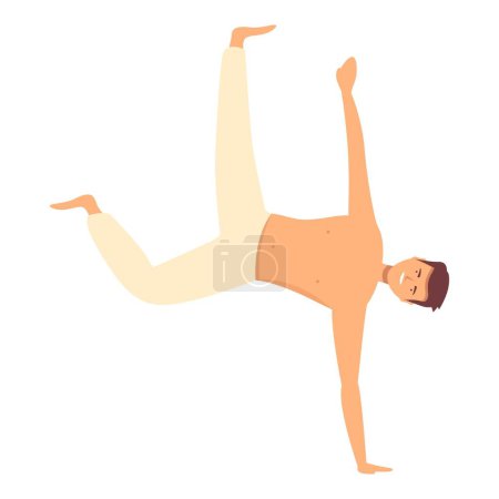 One hand exercise icon cartoon vector. Capoeira dance. Latin school