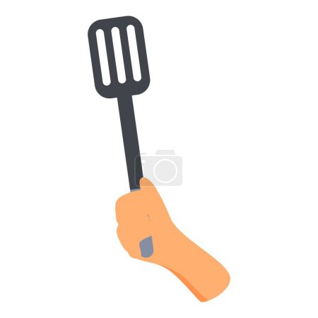 Ilustración de Comida cocinero espátula icono vector de dibujos animados. Menú de mesa. Comida casera - Imagen libre de derechos