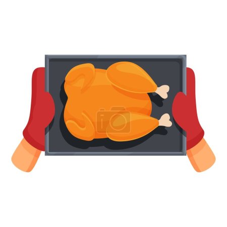 Ilustración de Asado al horno icono de pollo vector de dibujos animados. Comida casera. Salsa de menú - Imagen libre de derechos