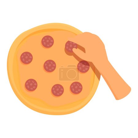 Ilustración de Icono de pizza hecho en casa vector de dibujos animados. Mesa de cocina. Restaurante olla - Imagen libre de derechos