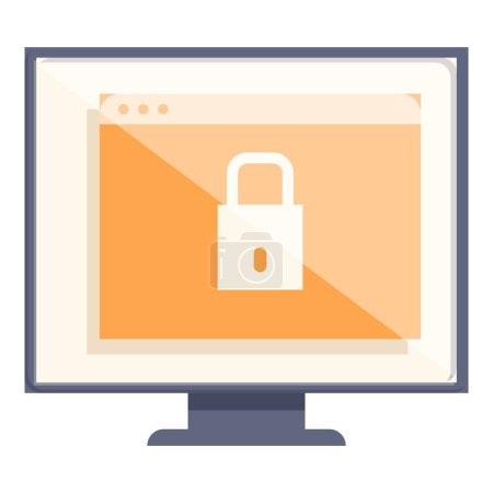 Lock screen online icon cartoon vector. Safety lesson. Software access