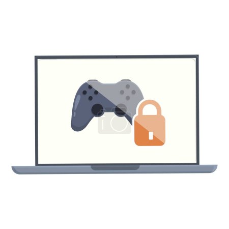 Smart game lock icon cartoon vector. Online care child. Safety lock web
