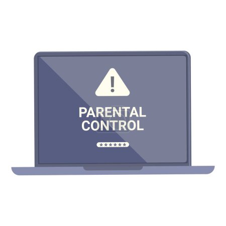 Attention parental control icon cartoon vector. Cyber block. Service safe