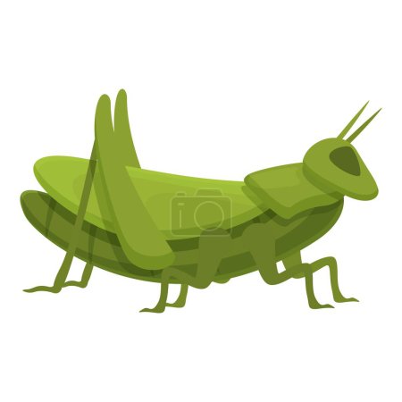 Téléchargez les illustrations : Grasshopper bug icône dessin animé vecteur. Mascotte de la nature. Faune petite - en licence libre de droit