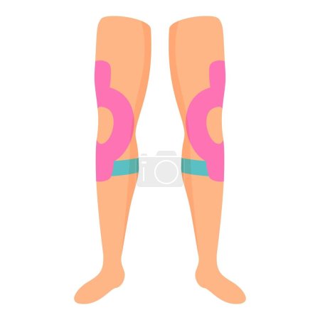 Illustration for Knees kinesio tape icon cartoon vector. Medicine body. Elastic bandage - Royalty Free Image