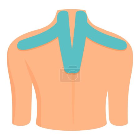 Illustration for Back shoulders kinesio tape icon cartoon vector. Medicine sport. Bandage elastic - Royalty Free Image
