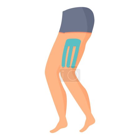 Illustration for Support leg icon cartoon vector. Kinesio tape. Muscle therapy - Royalty Free Image