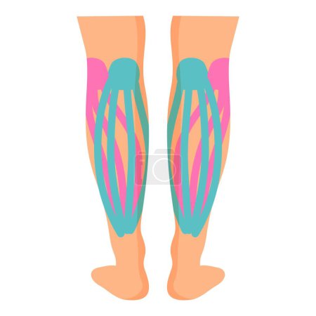 Illustration for Legs muscle kinesio icon cartoon vector. Sport tape. Pain therapy muscle - Royalty Free Image