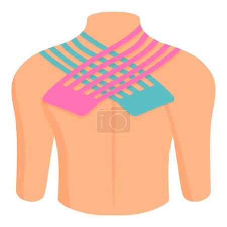 Illustration for Back cross bandage icon cartoon vector. Kinesio tape. Muscle support - Royalty Free Image