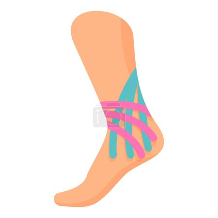 Illustration for Foot kinesio tape icon cartoon vector. Muscle tape. Sport support - Royalty Free Image