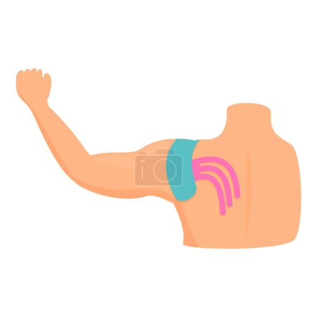 Illustration for Shoulder move kinesio icon cartoon vector. Tape sport. Muscle injury - Royalty Free Image