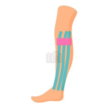 Illustration for Leg tape icon cartoon vector. Kinesio sport medicine. Pain therapy - Royalty Free Image