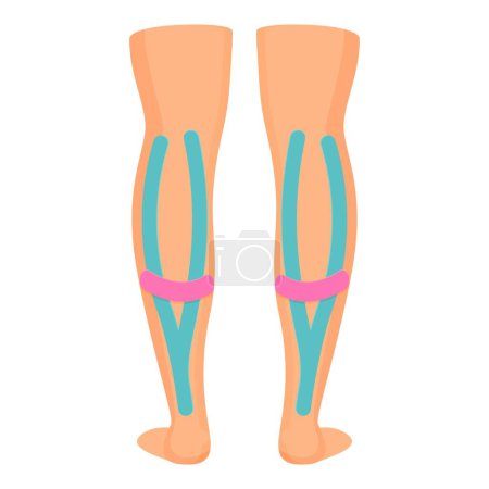 Illustration for Legs kinesio tape icon cartoon vector. Medical support. Elastic bandage - Royalty Free Image