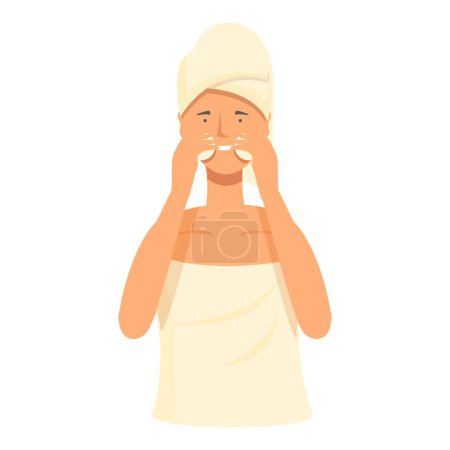 After bath cleaning icon cartoon vector. Face care. Model facial lady