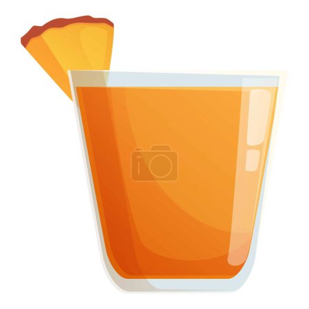 Illustration for Alcoholic cocktail icon cartoon vector. Summer party. Fruits glass gin - Royalty Free Image