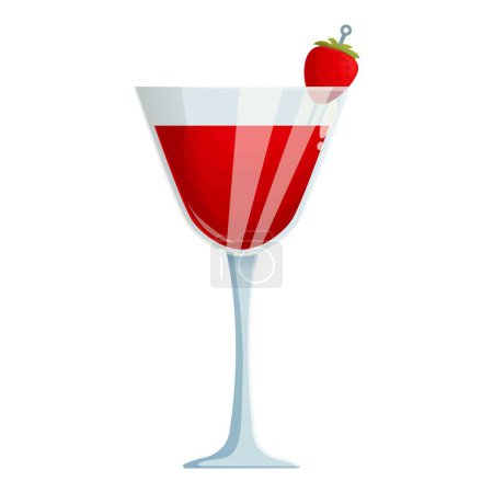 Illustration for Red mixed drink icon cartoon vector. Party restaurant. Cosmopolitan straw - Royalty Free Image