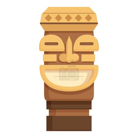 Altar totem icon cartoon vector. Statue maya angry. Design face