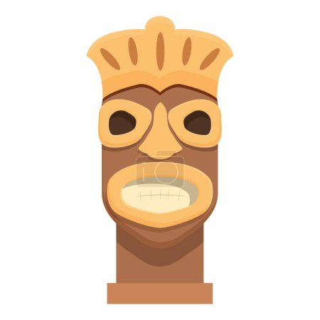 Ilustración de Madera ídolo tótem icono vector de dibujos animados. Polo nativo. Tribal tiki de Hawaii - Imagen libre de derechos