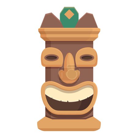 Ilustración de Tótem envejecido icono vector de dibujos animados. Estatua maya. Cara tribal india - Imagen libre de derechos