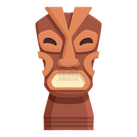New wooden mask icon cartoon vector. Statue maya. Indian tribal