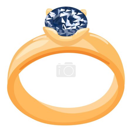 Diamond ring icon cartoon vector. Gem shiny carat. Sparkle jewel