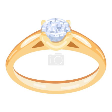 Lady diamond ring icon cartoon vector. Wife band gemstone. Metal precious