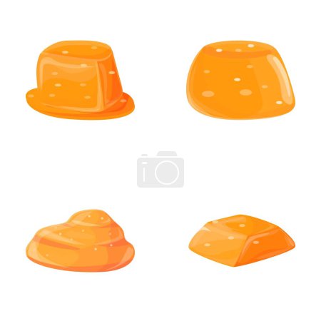 Salted caramel icons set cartoon vector. Salted toffee caramel piece. Candy, sweet food
