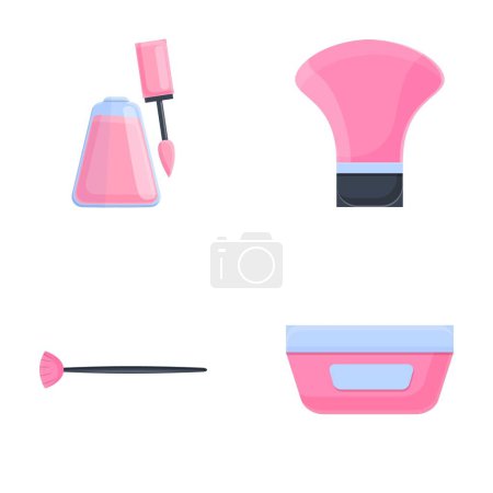 Illustration for Manicure accessory icons set cartoon vector. Manicure and chiropody tool. Fashion, beauty - Royalty Free Image