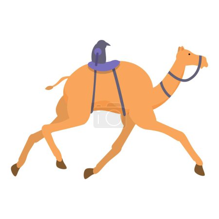 Téléchargez les illustrations : Exécution camel icône dessin animé vecteur. Dubaï course arabe. Engrenage de poursuite uni - en licence libre de droit