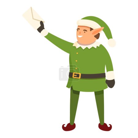 Elf give festive mail icon cartoon vector. Christmas party. Fairy illustration