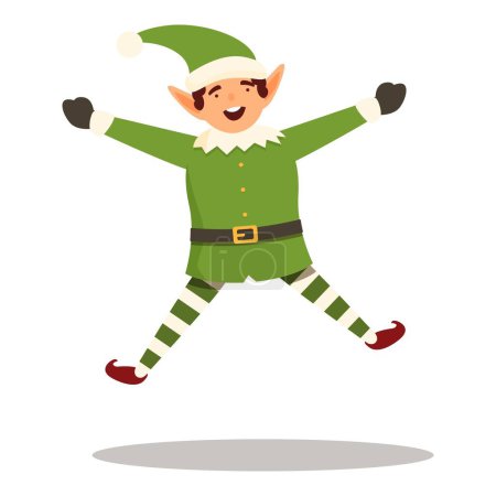 Feliz elfo salto icono vector de dibujos animados. Una fiesta mágica sonriente. Vacaciones de Navidad