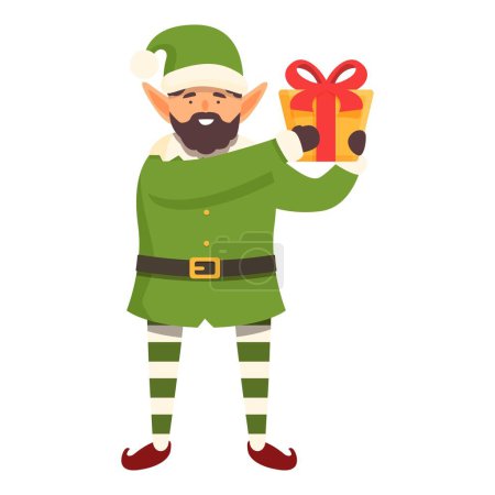 Traje de invierno elfo icono vector de dibujos animados. Traje de Navidad feliz. Campana festiva