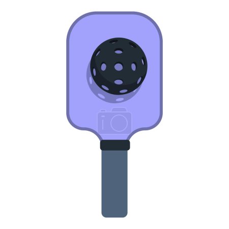 Violet paddle ball icon cartoon vector. Sport pickleball. Design server